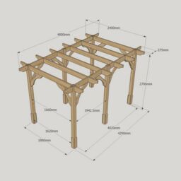 Rutland County Garden Furniture Ltd Premium Pergola 6 Posts - Wood - L240 x W480 x H270 cm - Rustic Brown - thumbnail 4
