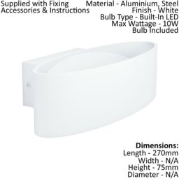 Loops Wall Light Colour White Shade Transparent Plastic Bulb LED 10W Included - thumbnail 2