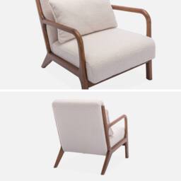 sweeek Scandi-style boucle wooden armchair with cushion in Cream - thumbnail 8