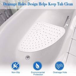 FLAVORA Triangular Suction Corner Shower Mat Non Slip in White - Size: 180 cm width x 180 cm drop - thumbnail 6
