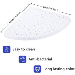 FLAVORA Triangular Suction Corner Shower Mat Non Slip in White - Size: 180 cm width x 180 cm drop - thumbnail 2