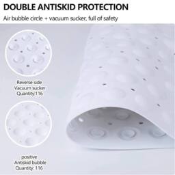 FLAVORA Triangular Suction Corner Shower Mat Non Slip in White - Size: 180 cm width x 180 cm drop - thumbnail 4