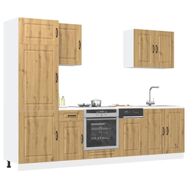 Berkfield Home 7 Piece Kitchen Cabinet Set Kalmar Artisan Oak Engineered Wood in Brown - image 1