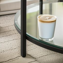 Pirlo Plush 2 Tier Round Faux Marble Coffee Table in White - thumbnail 5