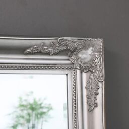 Melody Maison Large Ornate Silver Wall/Floor Mirror 158cm X 78cm in White - Size: 158 cm X 78 cm - thumbnail 6