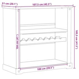 Berkfield Home Beautiful Wine Cabinet Corona 107.5x51x105.5 cm Solid Wood Pine in Tan - thumbnail 9