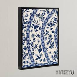 "Artery8 Owen Jones Elegant Blue Flower Bird China Pattern Framed Canvas Art - Size: W12"" x H16""" - thumbnail 2