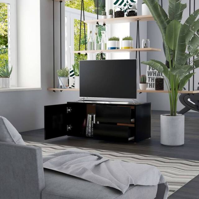 Berkfield Home TV Cabinet Black 80x34x36 cm Engineered Wood - Size: 80 x 34 x 36 cm - image 1
