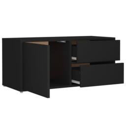 Berkfield Home TV Cabinet Black 80x34x36 cm Engineered Wood - Size: 80 x 34 x 36 cm - thumbnail 6