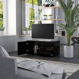 Berkfield Home TV Cabinet Black 80x34x36 cm Engineered Wood - Size: 80 x 34 x 36 cm - thumbnail 1