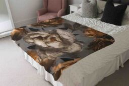 Benjamin Tate Design Golden White Flower Blanket in Natural - Size: 120 cm x 150 cm - thumbnail 3