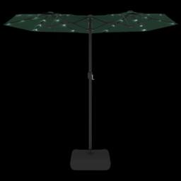 Berkfield Home Elegant Double-Head Parasol with LEDs Green 316x240 cm - thumbnail 6