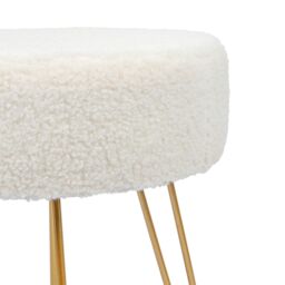 Harbour Housewares Round Cream Boucle Footstool - Hairpin Legs - H41 x D35cm - Pack of 2 in Gold - thumbnail 5