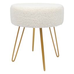 Harbour Housewares Round Cream Boucle Footstool - Hairpin Legs - H41 x D35cm - Pack of 2 in Gold - thumbnail 6