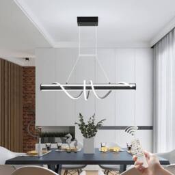 Garwarm Dimmable LED Spiral Pendant Lighting with Remote Control in Black - thumbnail 1