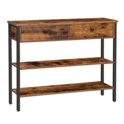 Havendro Console Table Hallway Table Sofa Table Side Table with 2 drawers in Brown - thumbnail 3