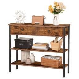 Havendro Console Table Hallway Table Sofa Table Side Table with 2 drawers in Brown