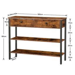 Havendro Console Table Hallway Table Sofa Table Side Table with 2 drawers in Brown - thumbnail 2