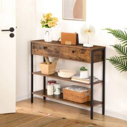 Havendro Console Table Hallway Table Sofa Table Side Table with 2 drawers in Brown - thumbnail 4