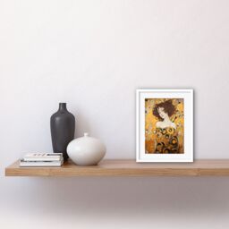 "Artery8 Wall Art Print Woman Portrait Gustav Klimt Style Oil Painting Gold Brown Artist Muse Art Nouveau Artwork Framed 9X7 Inch - Size: W7"" x H9""" - thumbnail 2