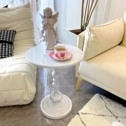 FORGEVIO Metal End Table Small Round Accent Pedestal Coffee Table White - thumbnail 5