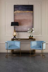 Orsina Easily Maintained Linear Design Console Table, Durable Hallway Table, Glamorous Modern Console Table in Gold - thumbnail 4