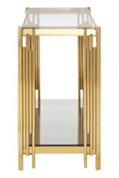 Orsina Easily Maintained Linear Design Console Table, Durable Hallway Table, Glamorous Modern Console Table in Gold - thumbnail 3