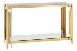 Orsina Easily Maintained Linear Design Console Table, Durable Hallway Table, Glamorous Modern Console Table in Gold - thumbnail 2