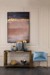 Orsina Easily Maintained Linear Design Console Table, Durable Hallway Table, Glamorous Modern Console Table in Gold - thumbnail 5