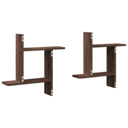Berkfield Home Wall Shelves 2 pcs Brown Oak 50x12x50 cm Engineered Wood - Size: 50 x 12 x 50 cm - thumbnail 6