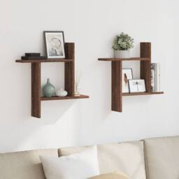 Berkfield Home Wall Shelves 2 pcs Brown Oak 50x12x50 cm Engineered Wood - Size: 50 x 12 x 50 cm - thumbnail 1