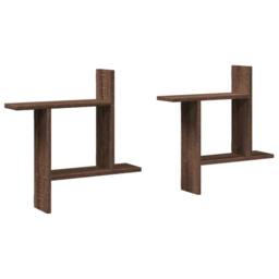 Berkfield Home Wall Shelves 2 pcs Brown Oak 50x12x50 cm Engineered Wood - Size: 50 x 12 x 50 cm - thumbnail 3