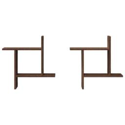 Berkfield Home Wall Shelves 2 pcs Brown Oak 50x12x50 cm Engineered Wood - Size: 50 x 12 x 50 cm - thumbnail 4