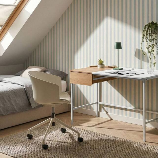 Wyld and Coco White Minimalist Home Office Desk with Drawer 120 x 60 cm - image 1