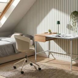 Wyld and Coco White Minimalist Home Office Desk with Drawer 120 x 60 cm