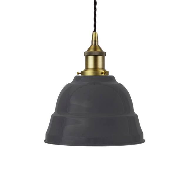 SE Home Slate Grey Lincoln Pendant Light - Matt Antique Brass - Black Twisted - image 1
