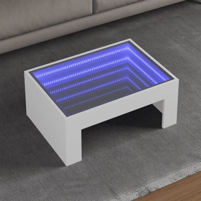 Berkfield Home Coffee Table with Infinity LED White 70x50x30 cm - Size: 70 x 50 x 30 cm - image 1