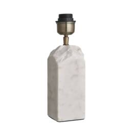 Industville Marble Medium Ridge Table Lamp - White - Cotton Round Rectangle Shade in Natural - thumbnail 3