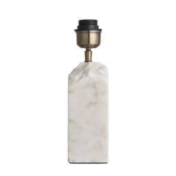 Industville Marble Medium Ridge Table Lamp - White - Cotton Round Rectangle Shade in Natural - thumbnail 4