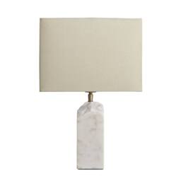 Industville Marble Medium Ridge Table Lamp - White - Cotton Round Rectangle Shade in Natural - thumbnail 2