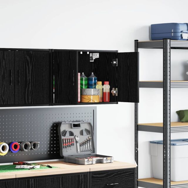 Berkfield Home Garage Wall Cabinet Black Engineered Wood - image 1