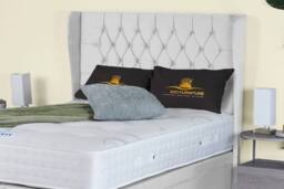 UK Bed Furniture Edwina Divan Ottoman Storage Bed with End Lift & 54 Inch Headboard in White - Size: Single - thumbnail 3