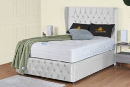 UK Bed Furniture Edwina Divan Ottoman Storage Bed with End Lift & 54 Inch Headboard in White - Size: Single - thumbnail 1