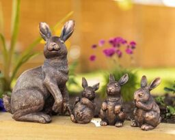 Marco Paul Bronze Rabbit Family Garden Resin Ornament Bunnies