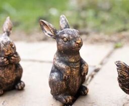 Marco Paul Bronze Rabbit Family Garden Resin Ornament Bunnies - thumbnail 3