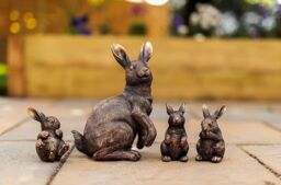 Marco Paul Bronze Rabbit Family Garden Resin Ornament Bunnies - thumbnail 5