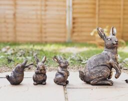 Marco Paul Bronze Rabbit Family Garden Resin Ornament Bunnies - thumbnail 2