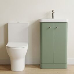Balterley Floor 2 Door Bathroom Vanity Unit, Tap & Toilet Pack, Green, 479mm in Green - thumbnail 8