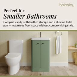 Balterley Floor 2 Door Bathroom Vanity Unit, Tap & Toilet Pack, Green, 479mm in Green - thumbnail 3