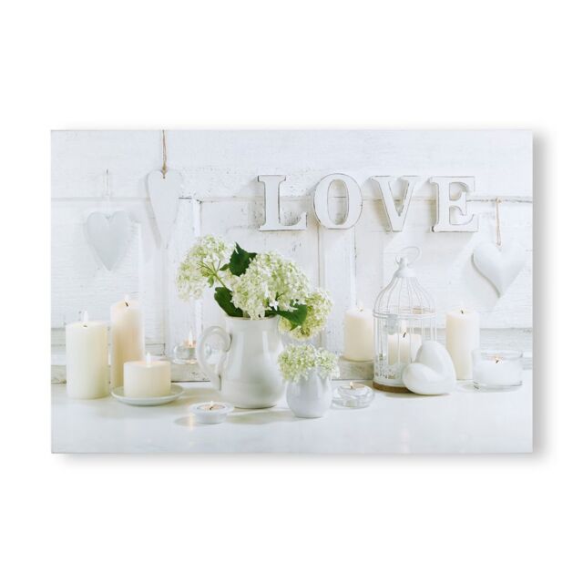 Art for the Home Hearts & Love LED Printed Canvas in Grey - image 1